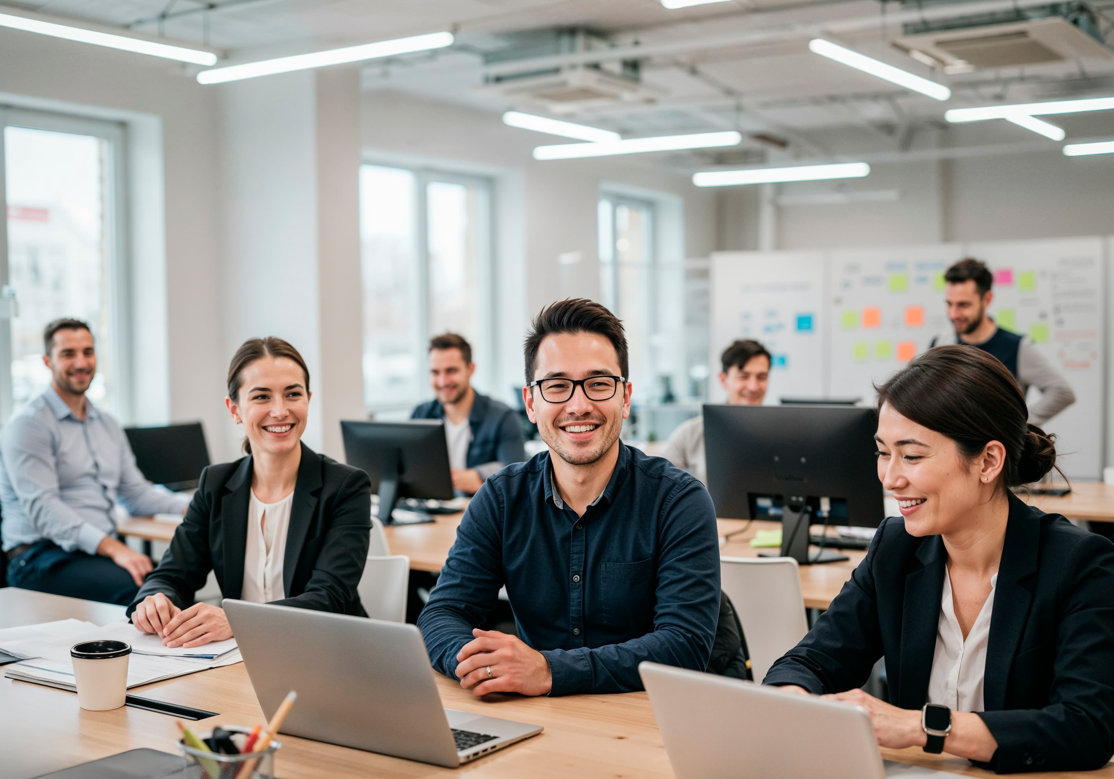 Employee learning with laptop